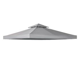 10' x 10' Gazebo Canopy Top Replacement, for 2 Tier Outdoor Canopy UV Cover Pavilion Garden Patio Outdoor, Light Grey (TOP ONLY)