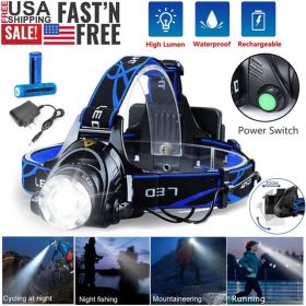 Super Bright 9900000LM Rechargeable Headlamp LED Headlight Head Torch Flashlight (Option: 1Pc)